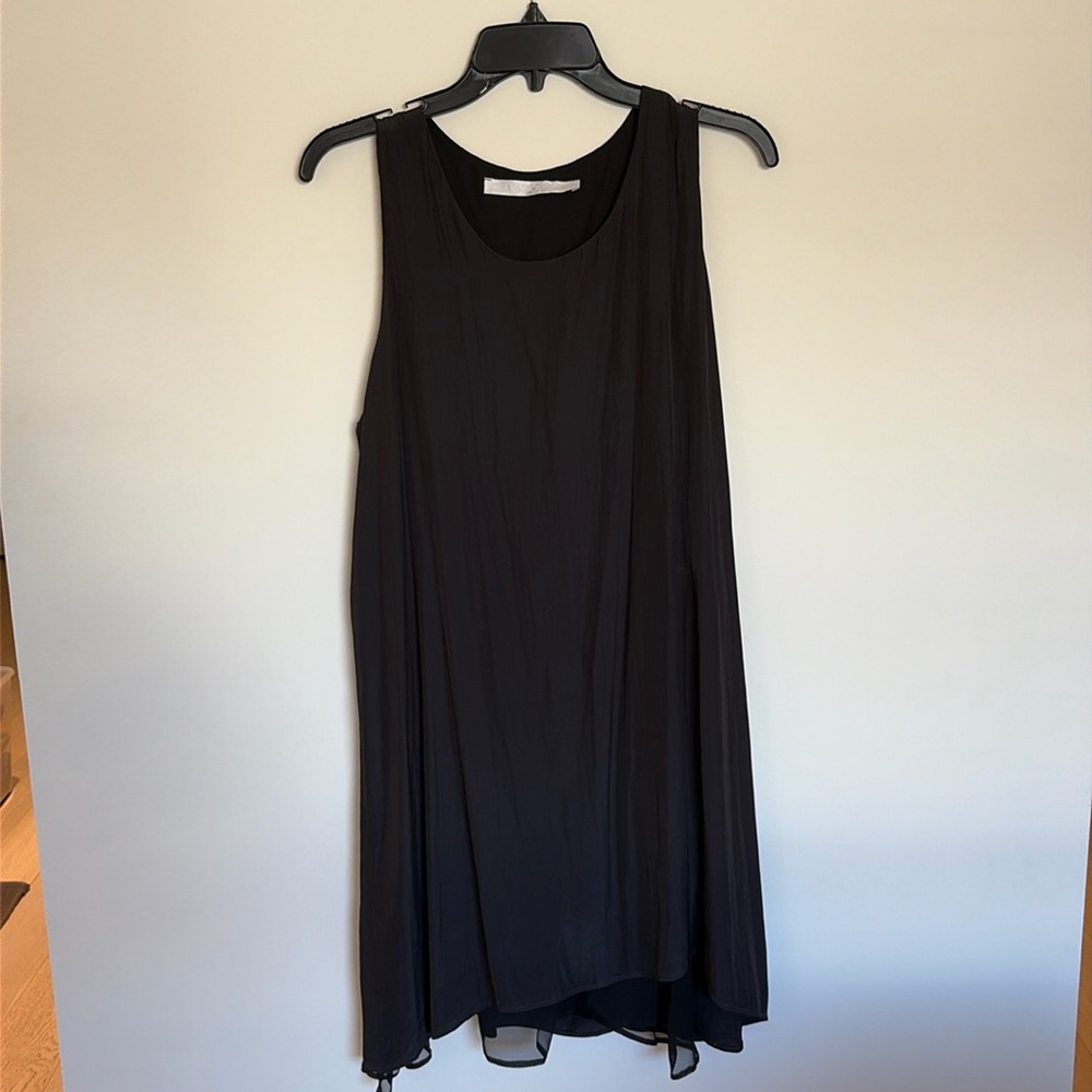 A line Two Tiered black silk dress